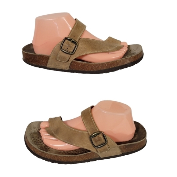 White Mountain Tan Carly Leather Comfort Sandals with Buckles Size 11 - Picture 1 of 12